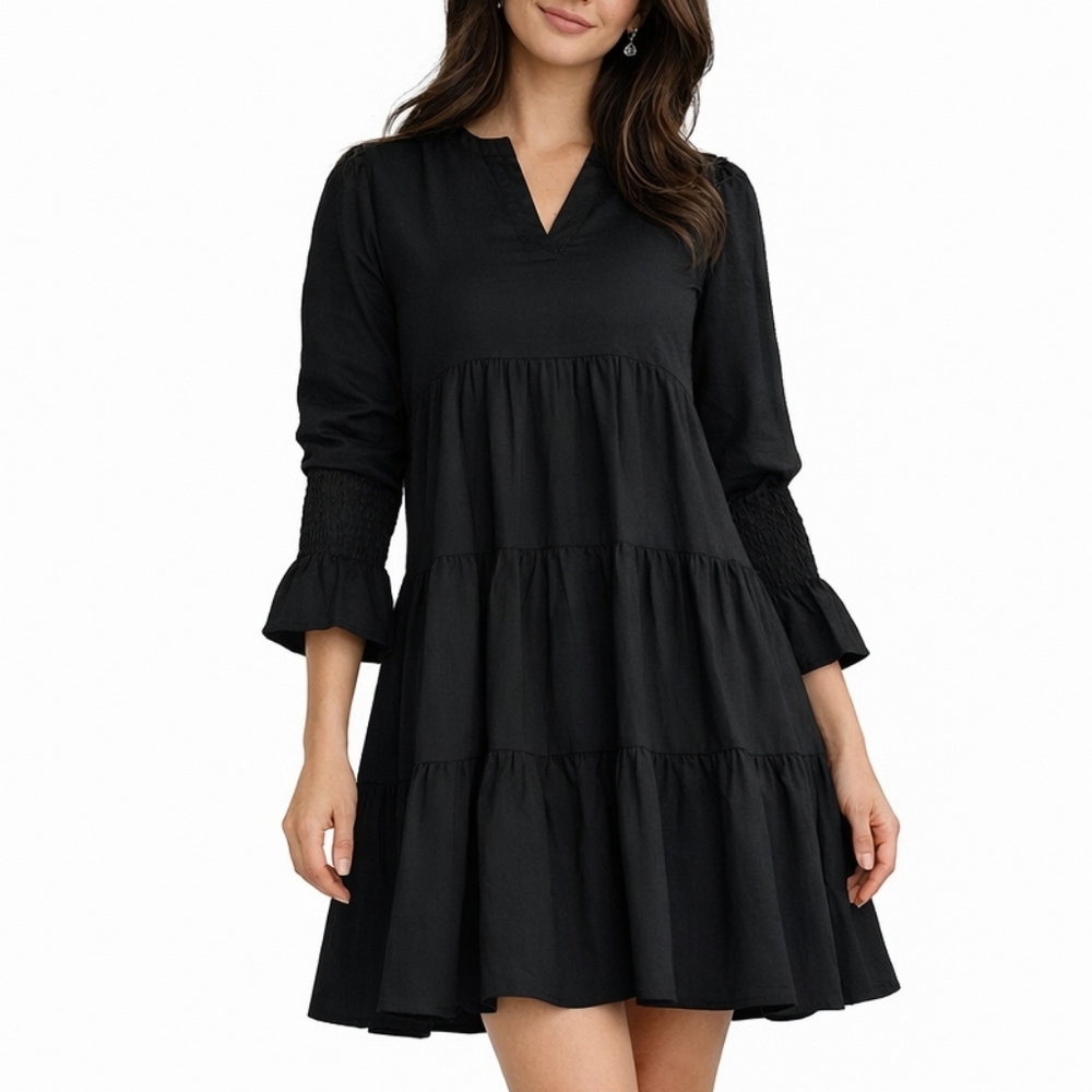 Shop The Mint Nursing Dress Womens M Black Tiered Flowy Long Sleeve Maternity